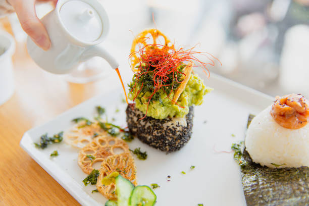 Japanese Ume-plum Shiso leaves Musubi Onigiri and Gen-mai Avocado Musubi Onigiri