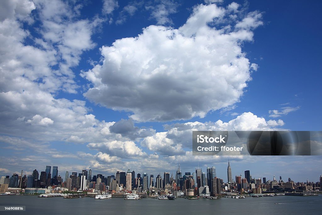 New York City Skyline NYC buildings as seen from New Jersey Blue Stock Photo