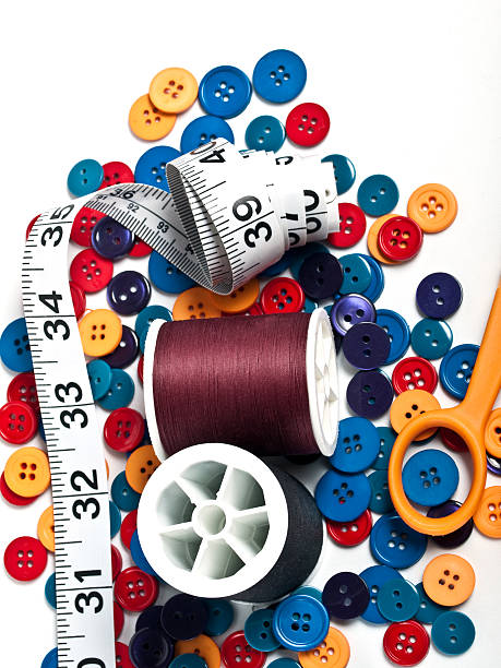 Bright Buttons and Sewing Kit stock photo