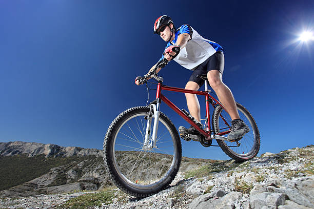 istock Man riding a mountain bike in the mountain rage 146909236