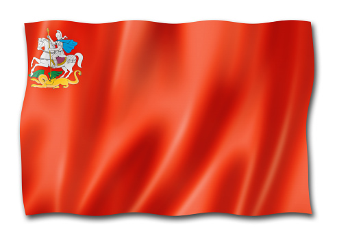 Moscow state - Oblast -  flag, Russia waving banner collection. 3D illustration
