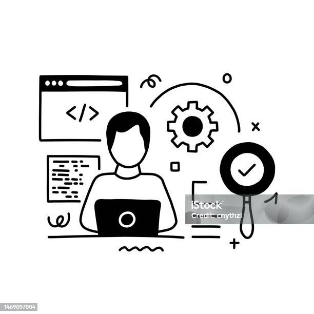 Code Developer Related Conceptual Vector Illustration Internet Coding ...