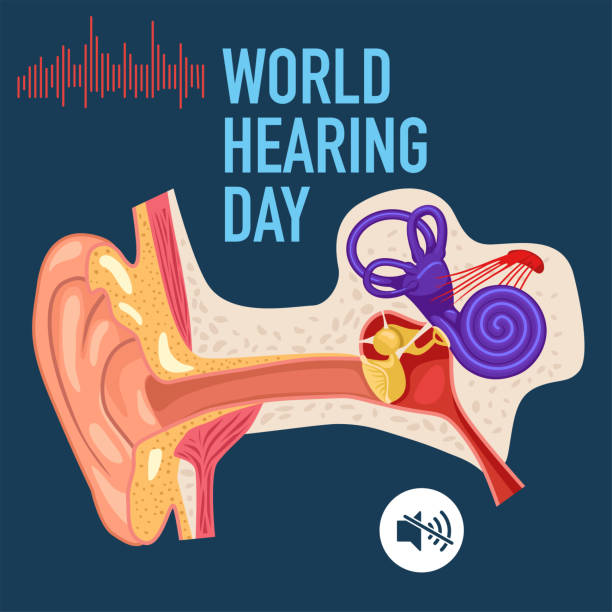 światowy dzień słuchu. - listening people human ear speaker stock illustrations