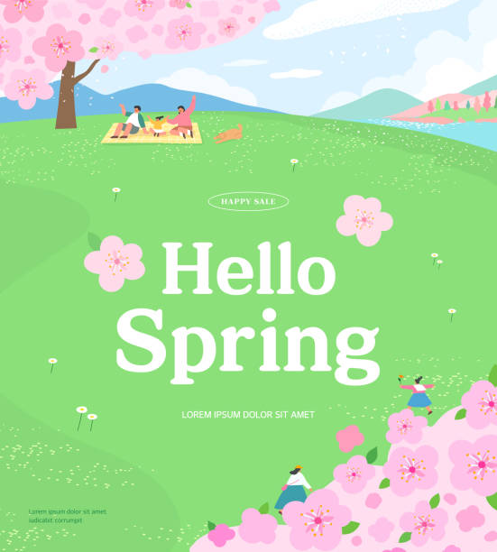 Spring template with beautiful flower Spring template with beautiful flower. Vector illustration fruit tree flower sakura spring stock illustrations