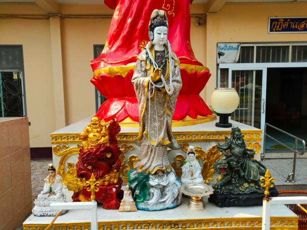 Buddha statue, god in thai temple stock photo