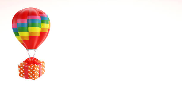 Colorful Hot Air Balloon Isolated on White