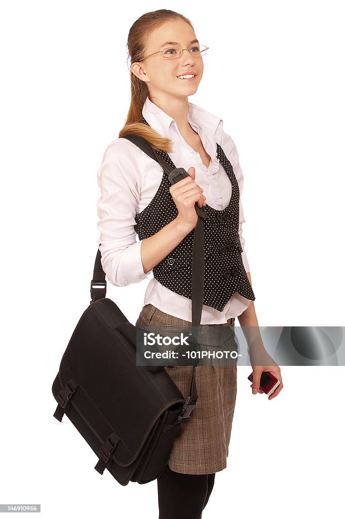 Ritratto di bella giovane studentessa - Foto stock royalty-free di Abbigliamento casual