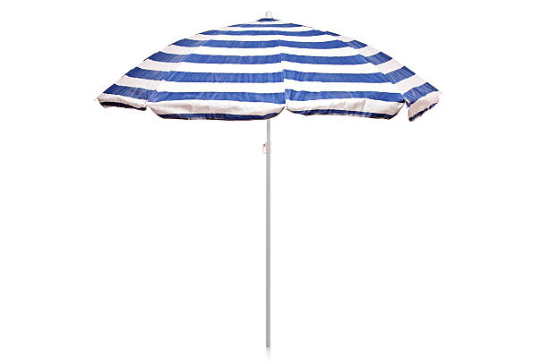istock Blue and white striped umbrella 146911822