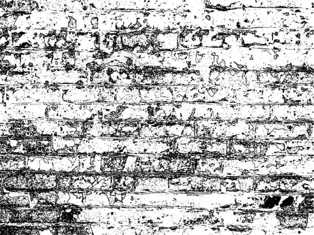 Vector illustration of Vector grunge texture of old brick wall with damage and peeling paint