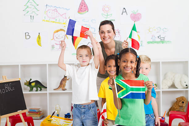 istock preschoolers and teacher with flags 146912041