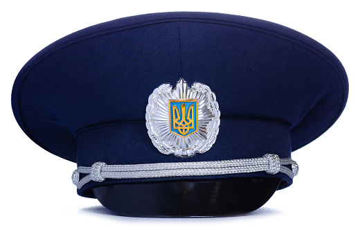 Police cap Ukraine on white background isolation