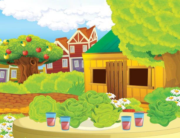 istock cartoon scene with life on the ranch with different farm animals illustration for children 1469126338