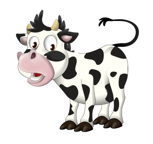 istock Cartoon happy cow is standing and looking artistic style - illustration for children 1469128685