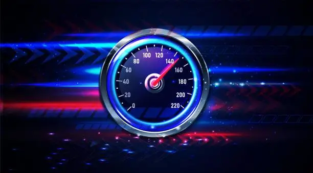 Vector illustration of realistic car speedometer background with space for text.