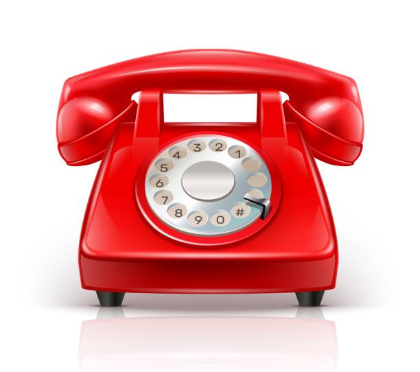 векторный реалистичный красный телефон. изолирован на белом фоне. - telephone receiver illustrations stock illustrations