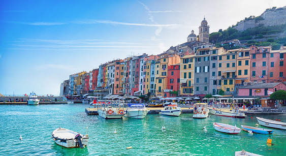 Colorful Portovenere harbour in Liguria, Italy