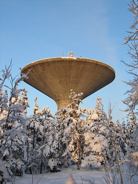 Water Tower in Winter stock photo