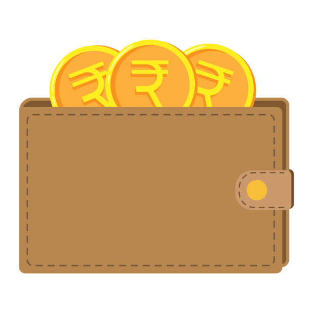 Wallet with rupee coins. Vector illustration Wallet with rupee coins. Vector illustration rupee symbol stock illustrations