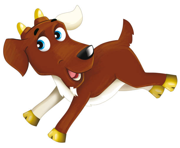 istock cartoon scene with happy goat playing illustration for children 1469143827