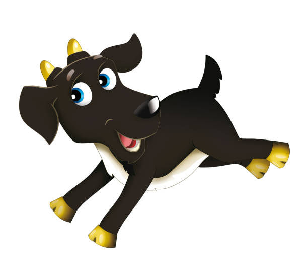 istock cartoon scene with happy goat playing illustration for children 1469143855