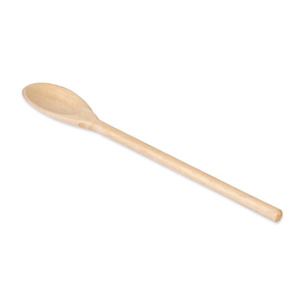 istock Wooden spoon isolated over white background 1469144470