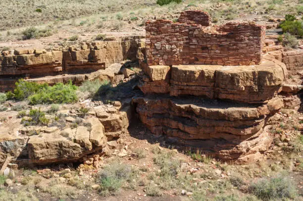 Anasazi Ruins on a Bright Summer Sunny Day, Wupatki National Monument