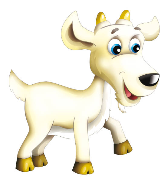 istock cartoon scene with happy goat playing illustration for children 1469145260