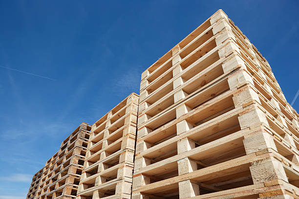 pile de bois palettes - palette photos et images de collection