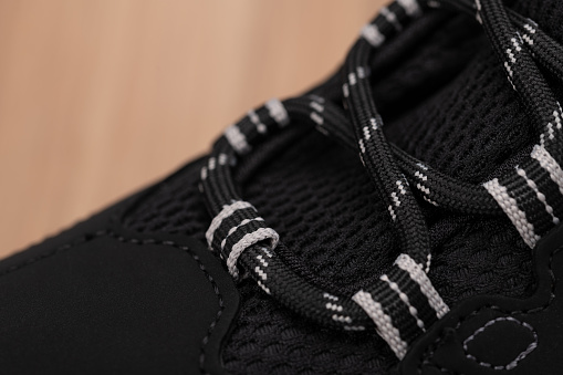 Black Shoelace close up
