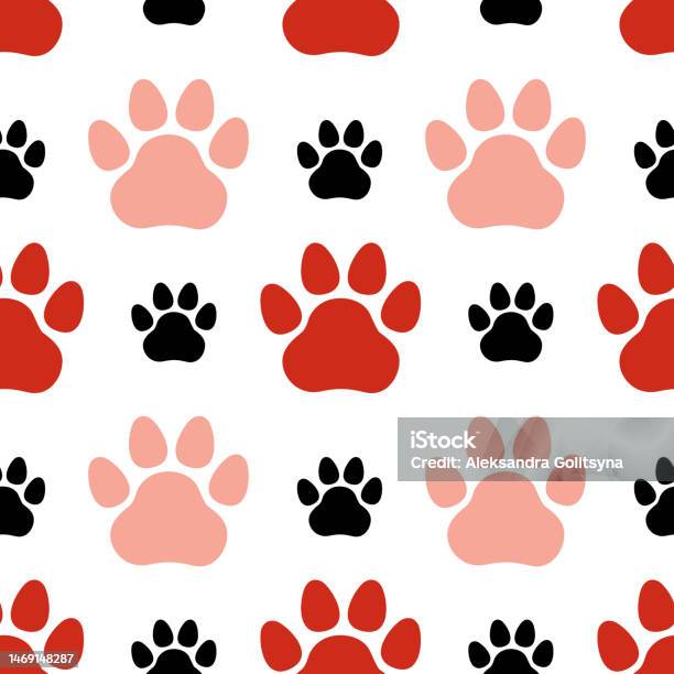Paw Pattern Gui Funny Paw Prints Pattern For Kids Wear Vector Stock Illustration ...