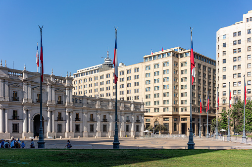 Sao Paulo, Brazil - July 30, 2016: View of the Matarazzo building, home of the City Hall of Sao Paulo, from the Tea Viaduct in the center of the metropolis.