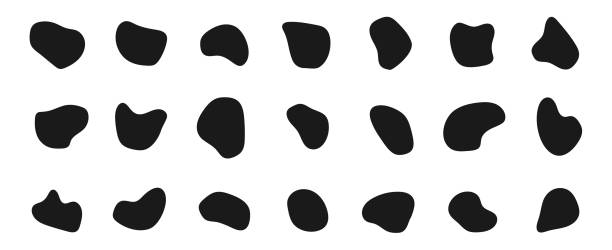 ilustraciones, imágenes clip art, dibujos animados e iconos de stock de conjunto de elemento gráfico en forma de borrado redondo irregular. formas fluidas abstractas orgánicas aisladas sobre fondo blanco. - fractal