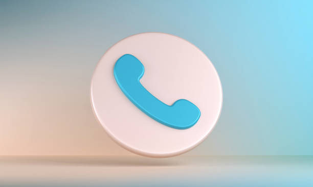 Telephone icon on colorful Background. Set of icons.