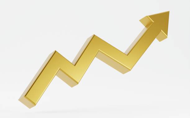 istock Gold arrow upward direction. 3d chart line illustration 1469150351