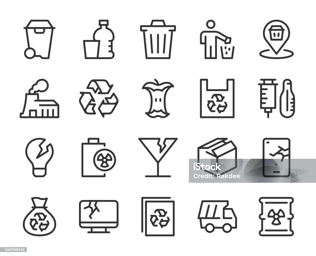 Garbage - Line Icons Garbage Line Icons Vector EPS File. Trash Icon stock vector