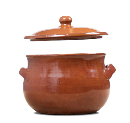terracotta pot isolated on white, clipping path