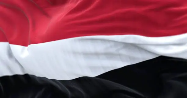 Photo of Close-up view of the Yemen national flag waving