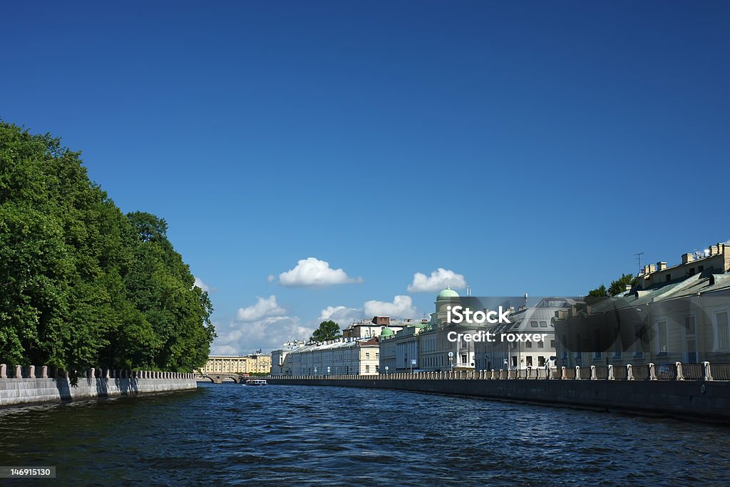 City channel view A daylight image of St. Petersburg city channel with a park and some historical buildings Architecture Stock Photo