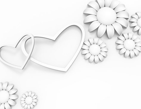 Abstract white background - Heart Flowers pattern