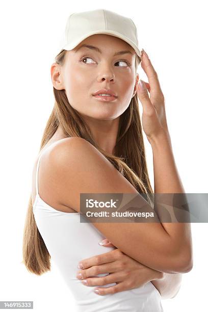 Woman Wearing Baseball Cap Stock Photo - Download Image Now - Baseball Cap, White Background, Women