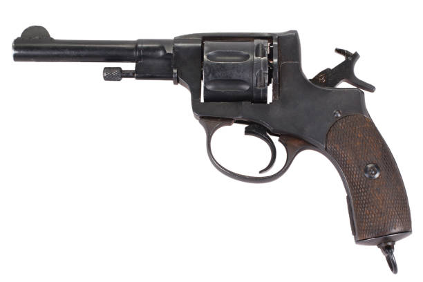 istock Cocked russian revolver isolated on a white 1469153822