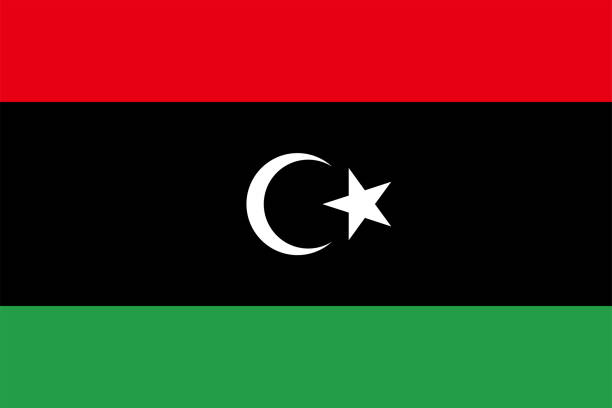 Flag of Libya. Libyan flag with Muslim crescent and star. State symbol of Libya. algeria flag silhouettes stock illustrations