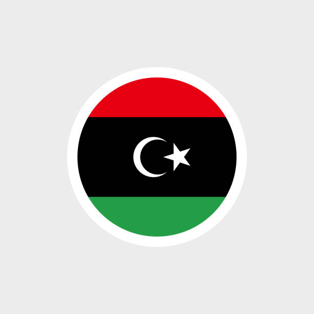 Flag of Libya. Libyan flag with Muslim crescent and star. State symbol of Libya. algeria flag silhouettes stock illustrations