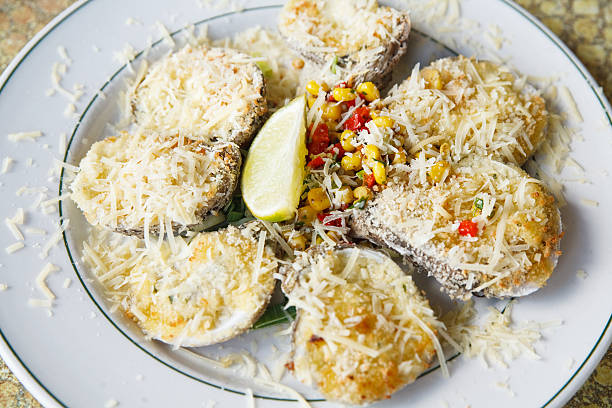 parmesan oysters stock photo