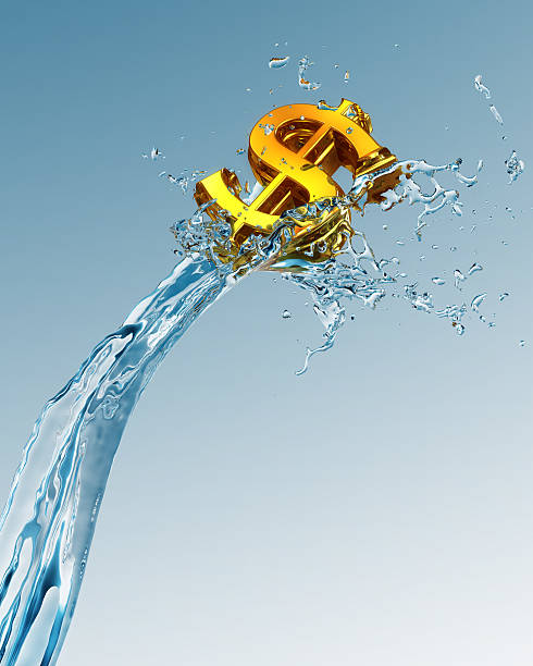 dollar on wave stock photo