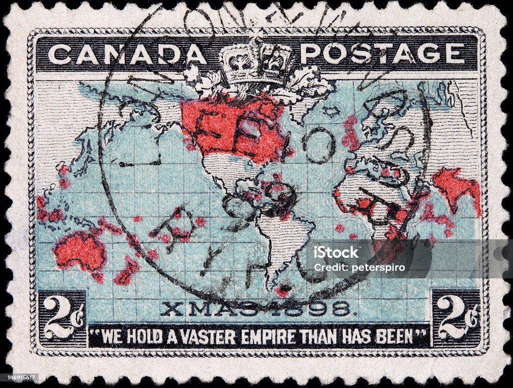 Carte du monde timbre de 1898 - Photo de Canada libre de droits