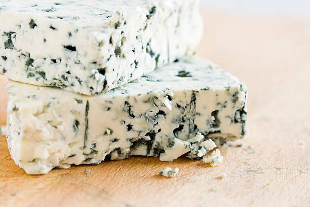 Close up of blue veined cheese Danish Blue cheese blue cheese stock pictures, royalty-free photos & images