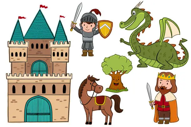 Vector illustration of Vector illustration of cartoon set fairy tales characters