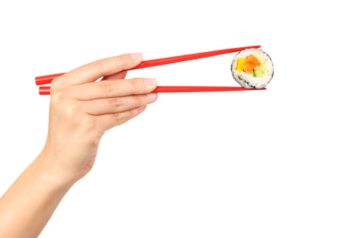 Sushi. Salmon maki sushi isolated on white background. For more: