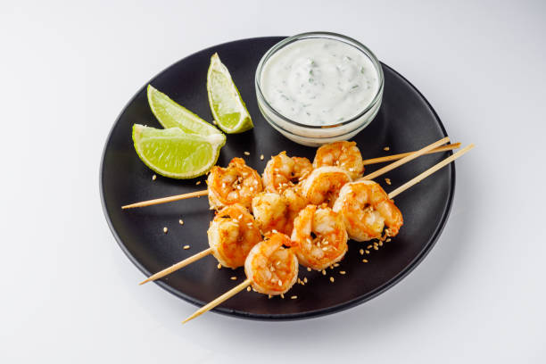 istock delicious grilled shrimp appetizer on a white background 1469163210